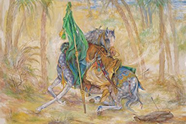 فیلم | بررسی زیبایی‌شناسانه نگاره «پرچمدار حق» اثر استاد فرشچیان