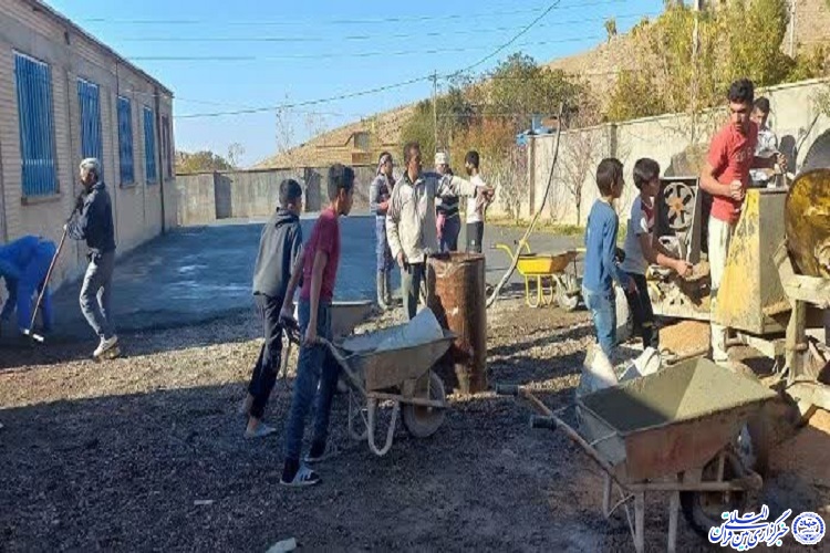 بازسازی مدرسه روستای طراقی ترک بجنورد با همت نوجوانان مسجدی