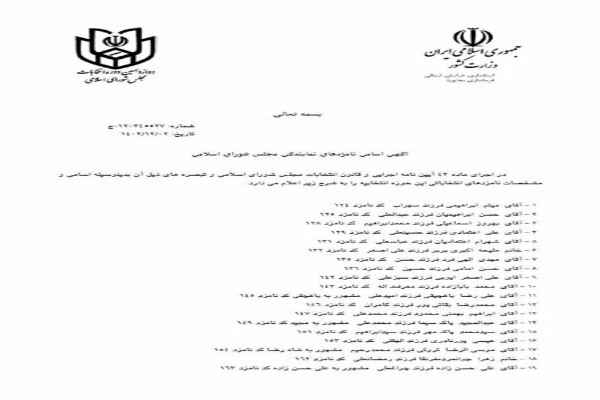 اعلام اسامی نامزدهای انتخابات مجلس شورای اسلامی در بجنورد