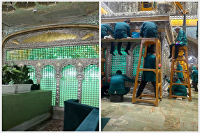 ضریح مطهر رضوی شست‌وشو و پرداخت شد