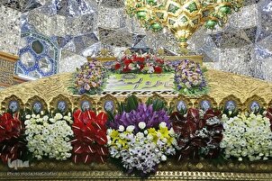 Il mausoleo di Fatima  Ma'sumah decorato con fiori